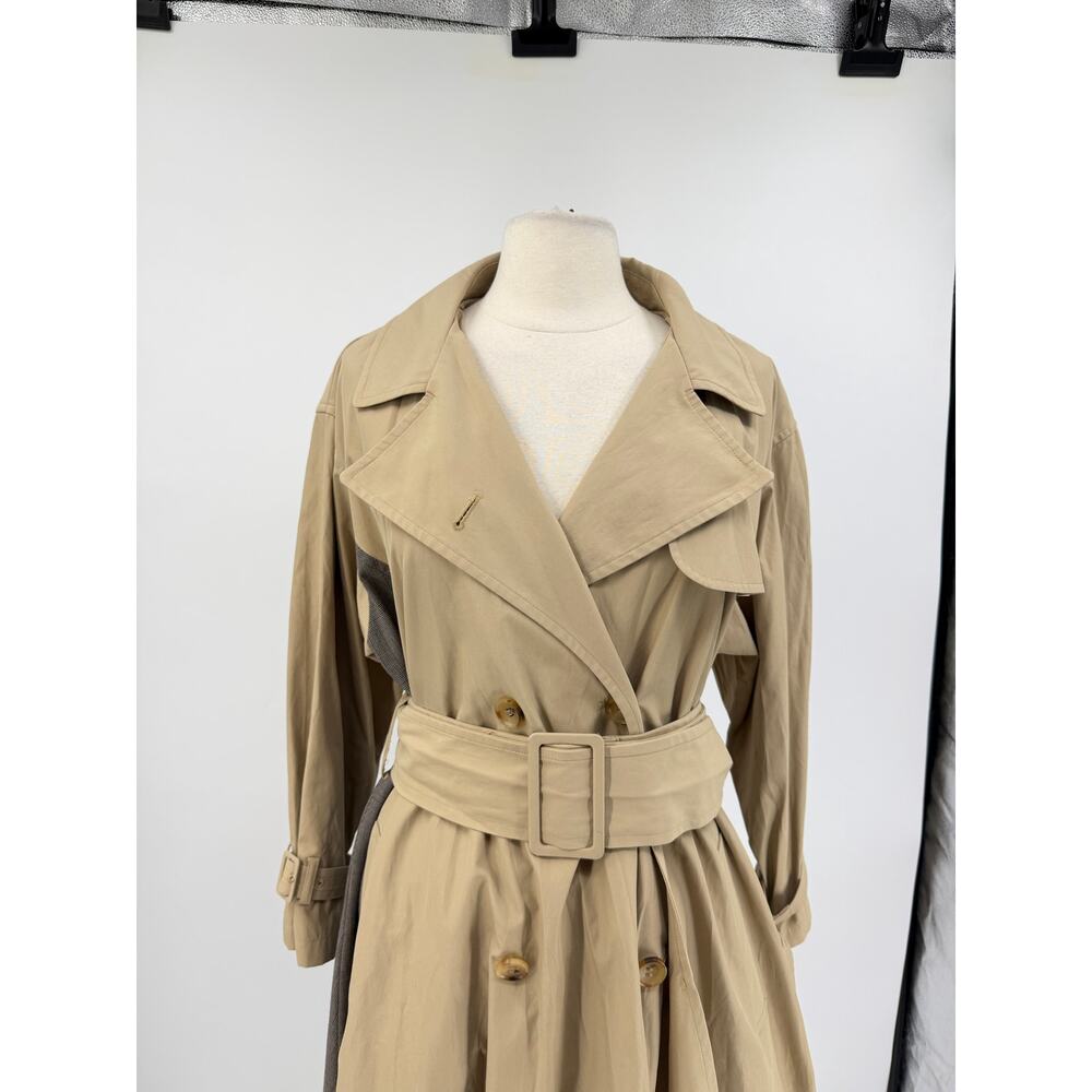 FRAY I.D Double Breasted Trench Coat Oversized Mix Pattern Japanese Minimalism S - Picture 5 of 16